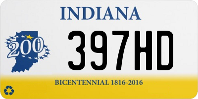 IN license plate 397HD