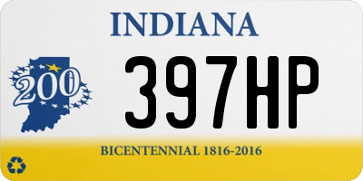 IN license plate 397HP