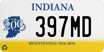 IN license plate 397MD