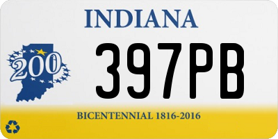 IN license plate 397PB