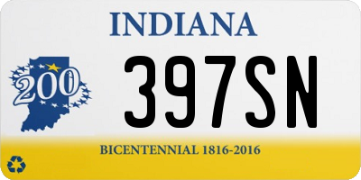 IN license plate 397SN