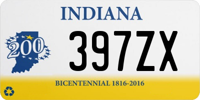 IN license plate 397ZX