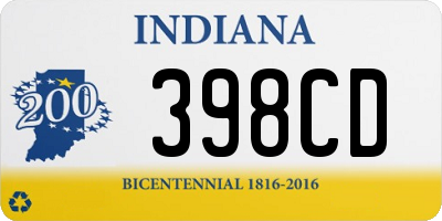 IN license plate 398CD