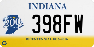 IN license plate 398FW