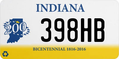 IN license plate 398HB