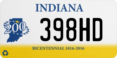 IN license plate 398HD