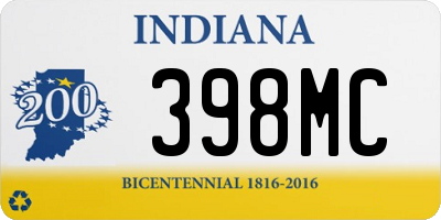 IN license plate 398MC