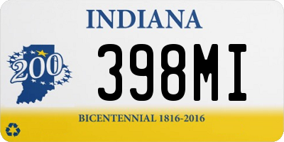 IN license plate 398MI