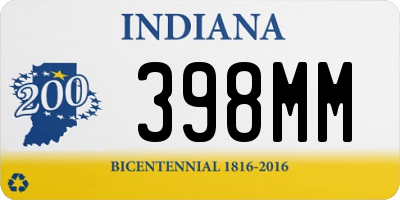 IN license plate 398MM