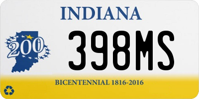 IN license plate 398MS