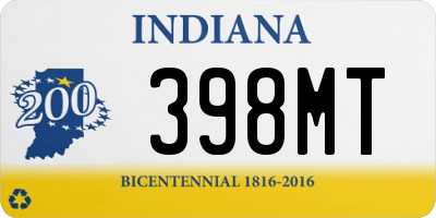 IN license plate 398MT