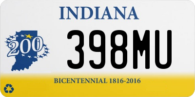 IN license plate 398MU