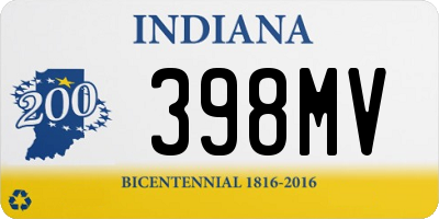 IN license plate 398MV