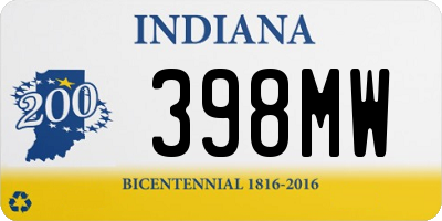 IN license plate 398MW