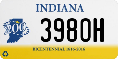 IN license plate 398OH