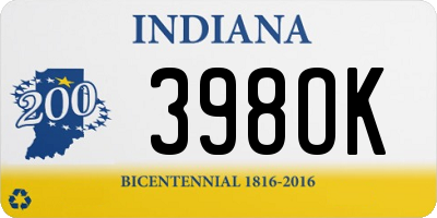 IN license plate 398OK