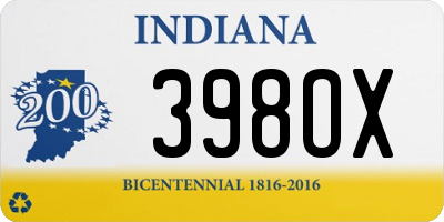 IN license plate 398OX