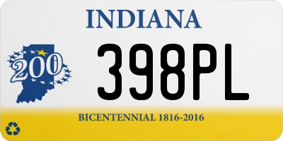 IN license plate 398PL