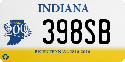 IN license plate 398SB