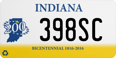 IN license plate 398SC