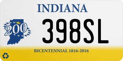 IN license plate 398SL