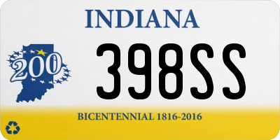 IN license plate 398SS