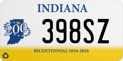 IN license plate 398SZ