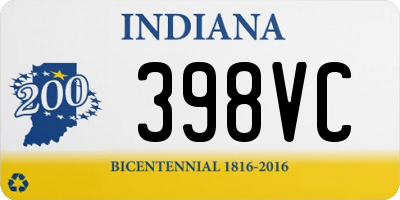 IN license plate 398VC