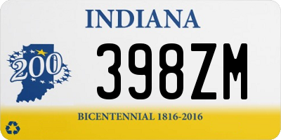 IN license plate 398ZM