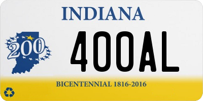 IN license plate 400AL