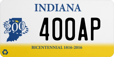 IN license plate 400AP