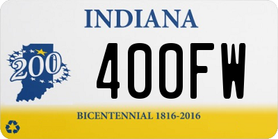 IN license plate 400FW