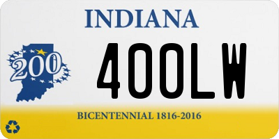 IN license plate 400LW