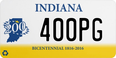 IN license plate 400PG