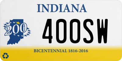 IN license plate 400SW