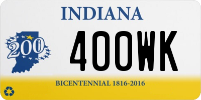 IN license plate 400WK