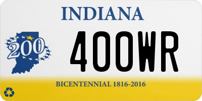 IN license plate 400WR