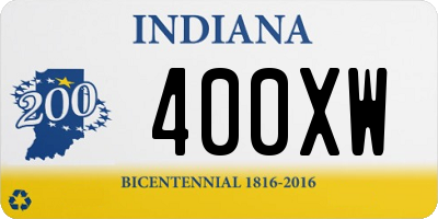 IN license plate 400XW