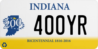 IN license plate 400YR