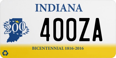 IN license plate 400ZA