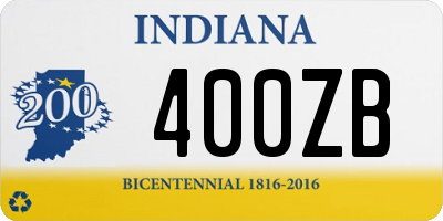 IN license plate 400ZB