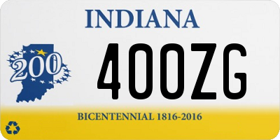 IN license plate 400ZG