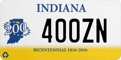 IN license plate 400ZN