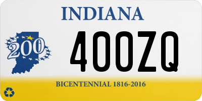 IN license plate 400ZQ