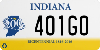 IN license plate 401GO