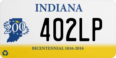 IN license plate 402LP