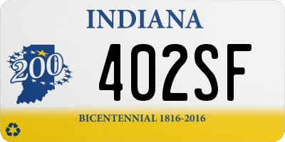 IN license plate 402SF