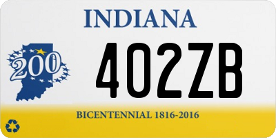IN license plate 402ZB