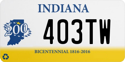 IN license plate 403TW