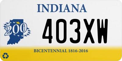 IN license plate 403XW